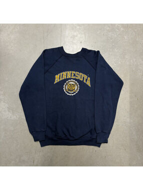 Vintage 80s Minnesota University Crest Logo Champion Sweatshirt Large Navy